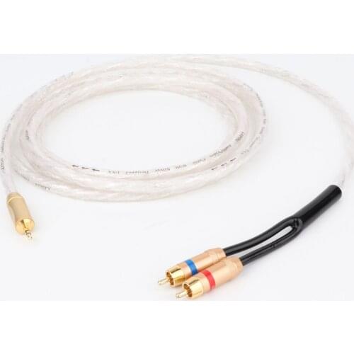 Original Audio cable Stereo 3.5mm to 2RCA Gold Plated Hi-Fi - for MP3 CD DVD TV PC Audiophile cable