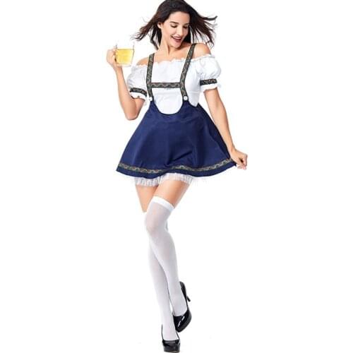Sexy Adult Germany Oktoberfest Beer Girl Dirndl Dress Halloween Bavarian Traditional Maid Wench Costume