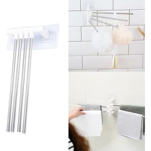 Swivel Arm Towel Stainless Steel Holder Bar Rail Hanger Rack Wall Mounted For Bathroom Wall-mounted Towel Polished Rack Holder