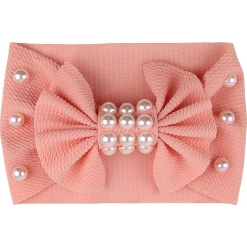 Cute Bows Baby Headband Pearl Elastic Newborn Baby Girl Headbands Nylon Infant Hair Band Haarband Baby Hair Accessories