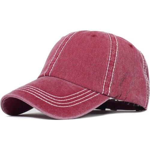 Washed 100% Cotton Baseball Cap Soft Solid Hat Women Men Vintage Dad Hat Outdoor Sports Caps Casual Adjustable Plain Hat Red
