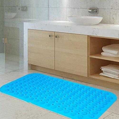 Textured Surface Rectangle Shower Mat Anti-Slip Bath Mat With Drain Hole Massage Round In Middle For Shower Stall Bathroom Floor