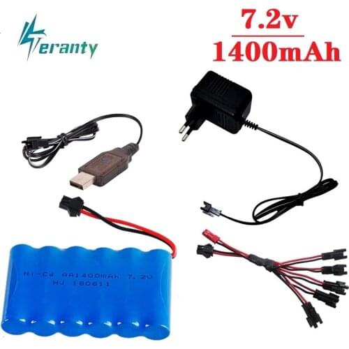SM Plug) Ni-CD 7.2v 1400mah Battery + 7.2v Charger For Rc toy Car Tank Train Robot Boat Gun 5*AA 7.2v Rechargeable Battery Pack
