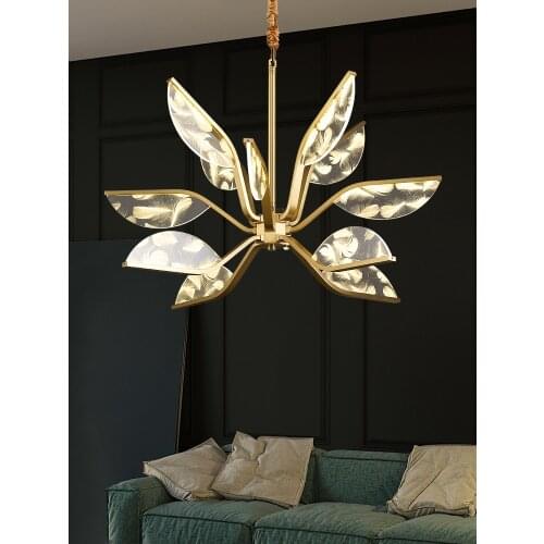 Postmodern Luxury Copper Chandelier Living Room Bedroom Creative Led Fixtures Hotel Villa Bar Personality Simple Hanging Lights