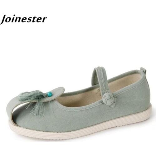 Women Spring Pure Color Vintage Flats Round Toe Mary Jane Sandals for Ladies Ethnic Summer Casual Shoes Female Dress Shoe