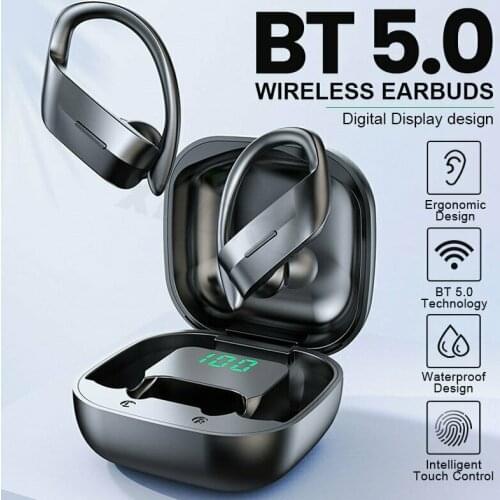 Wireless Bluetooth Earbuds TWS Earphone Bluetooth 5.0 Headset Digital Display Touch Control with 300mAh Charging Box Ear Hook