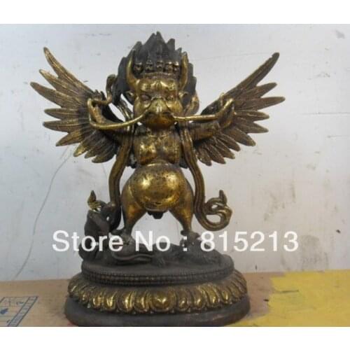 Wang 000321 12" Tibet Tibetan Bronze Gilt Bird Garuda Buddha Statue