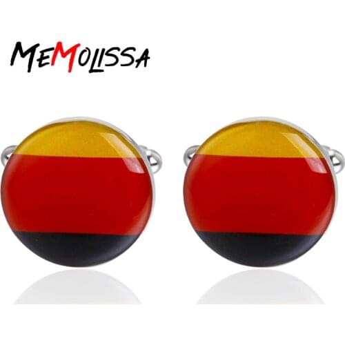 MeMolissa 3 pairs Wedding Cufflinks Germany National Flag cuff buttons Man shirt Silver Quality Fashion Men Jewelry Accessories
