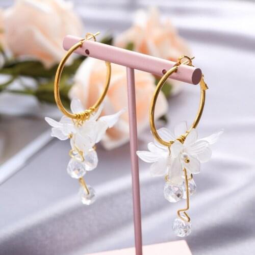 Korean Version Of Personality Temperament Crystal Flower Earrings Female Long Tassel Fashion Alloy Earrings Earrings