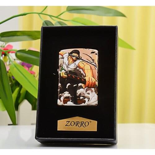 Zorro Pure Copper Clamshell Windproof Grinding Wheel Animation Personality Creative "Rosolon" Kerosene Lighter