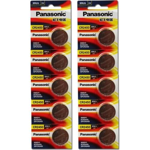 10pcs/lot Panasonic CR2450 CR 2450 3V Lithium Button Cell Battery Coin Batteries For Watches,clocks,hearing aids