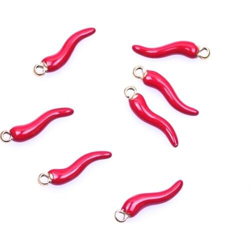 10Pcs/Lot Drop Oil Red Chilli Hot Pepper Pendant Enamel Findings Stainless Steel Charms for Jewelry Making DIY Necklace Handmade