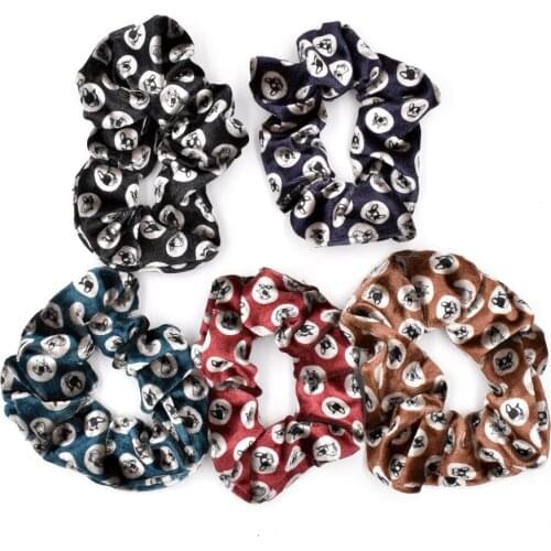 2021 New Velvet Scrunchies Dog Cartoon Hair Ring Women Ponytail Hair Rope Bands Girls Sweet Elastic Hairband Hair Accessories
