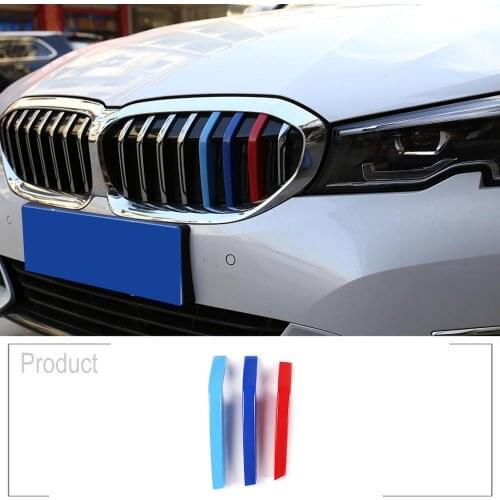 3pcs ABS Car Front Grill Decoration Strips Trim For BMW G20 3 Series 2019 2020 Year Accessories