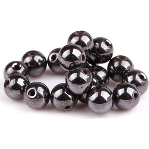 30/50/75/100Pcs Black Round Nomagnetic Hematite Natural Stone Beads For Bracelet Jewelry For Needlework Natural Beads Wholesale