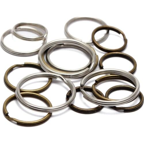 50pcs/lot 16/20/25mm Iron Key Cap Keychain Circle Keyring Findings Fit DIY fluffy keychain Ring Circles Jewerly Accessories