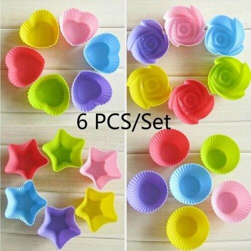 6pcs Silicone Mold Heart Cupcake Soap Silicone Cake Mold Muffin Baking Mold Tools Bakery Pastry Tools Bakeware Kitchen