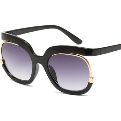 Women Men Oval Gradient Retro Half Frame Big Shades Sunglasses Oversized 2020