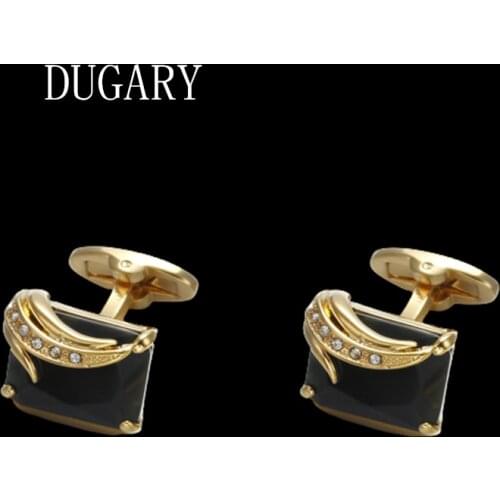 DUGARY shirt cufflinks for mens Brand cuff buttons cuff links High Quality Square obsidian wedding abotoaduras Jewelry gemelos