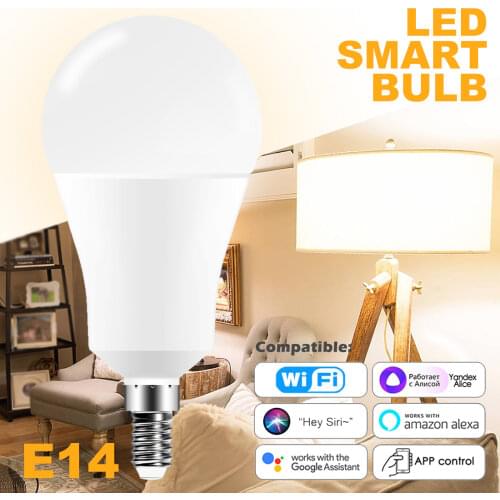Equal 100W Incandescent Lamp 15W E14 LED Light Bulb to WiFi APP Control Smart Home Light Bulb Compatible Alexa and Google Home