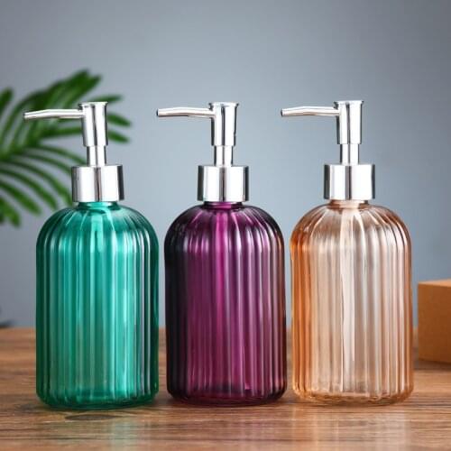 Large 400ml High Quality Manual Liquid Soap Dispenser Clear Glass Hand Sanitizer Bottle Containers Press Empty Bottles Bathroom