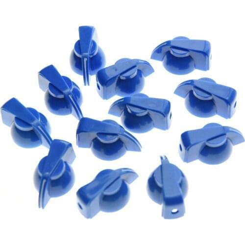 KAISH Pack of 12 Brass Insert Guitar Chicken Head Knob AMP Effect pointer Knob Blue