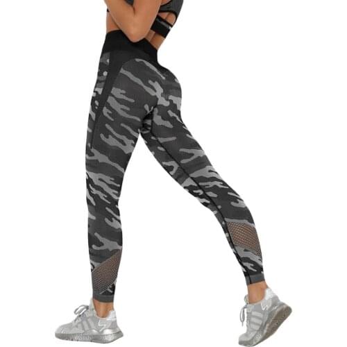 Camo Yoga Pants Joggers Women High Waist Workout Leggings Fashion Womens Soft Sport Tights With Mesh Stretchy Push Up Gym Wear