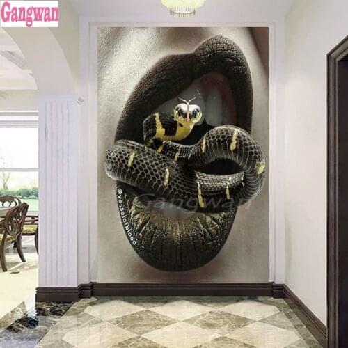 New arrival Diy diamond painting snake in the mouth full rhinestones picture embroidery diamond mosaic 5d cross stitch decor art