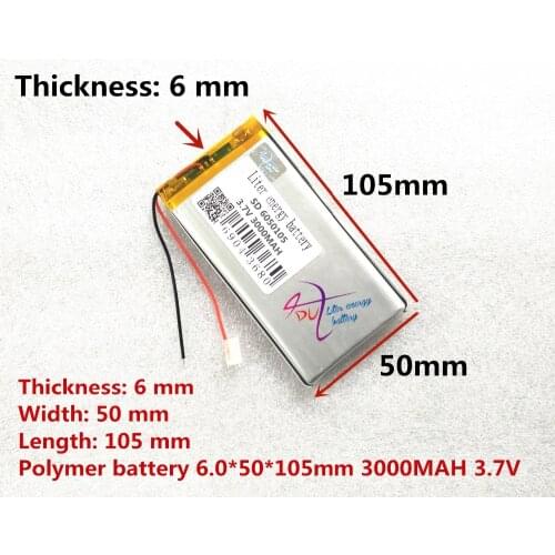 Liter degree energy 3000mAh 3.7V high capacity polymer lithium battery 6050105 tablet pc mobile power LED