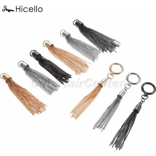 Metal Chain Tassel Pendant Bag Decoration Handbag Ornament Spring coil Purse Buckle 10cm 11cm 15cm Gold Silver Black Hicello