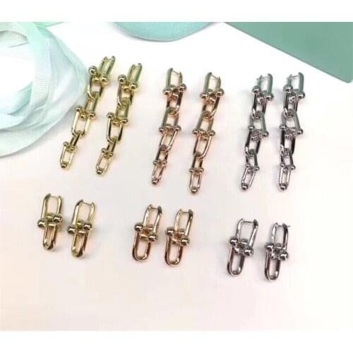 Fashion Luxury Brand Replica Jewelry Imitation U Shape Earrings For Women Long Earring Stainless Steel Jewelry