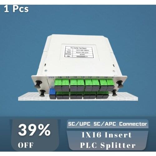 1X16 Single Mode Insert PLC Splitter With SC/UPC SC/APC Connector 1PCS FTTH Fiber Optic Cassette Insertion