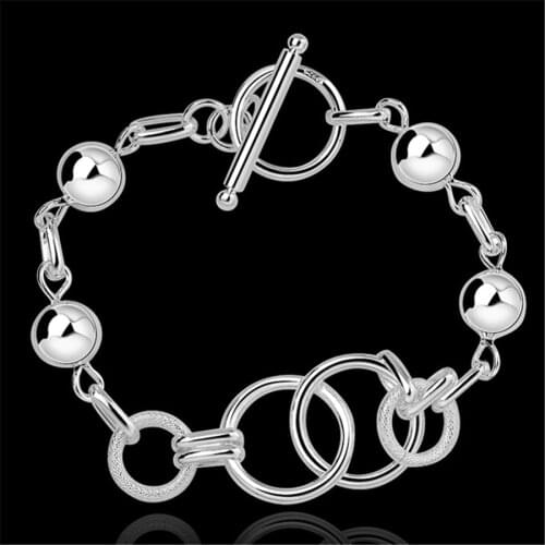 Factory direct fashion 925 sterling silver Bracelet for woman Retro hanging bead circle chain Luxury jewelry Wedding party gifts