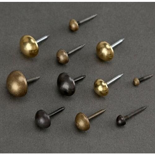Retro Vintage 1000PCS Solid Brass Decorative Upholstery Tacks Nails Screws Doornail Tack Stud Hardware 6/8/10/12/14/16/18mm