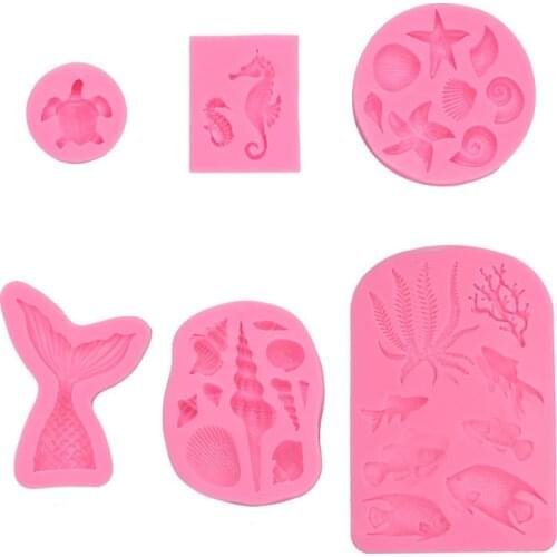 DIY Shell Starfish Conch Silicone Chocolate Mold Mermaid Tail Chocolate Cake Decoration Tools Clay Resin Art Moulds