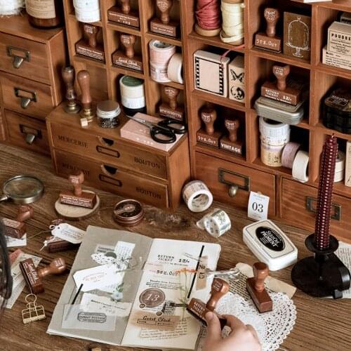 Wooden Handle Vintage English Ticket Post Office Stamp Wooden Rubber Stamps For Scrapbooking Stationery DIY Craft Standard Stamp