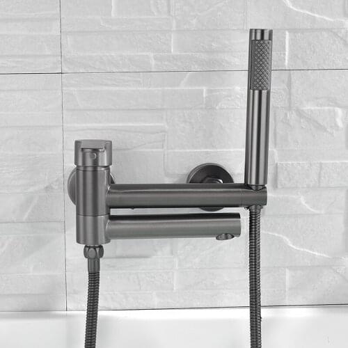 Bathroom Tub Faucet Single Handle wall mounted Tap with Hand Shower Triple Bathtub Faucet Hot and Cold Water Mixer Tap