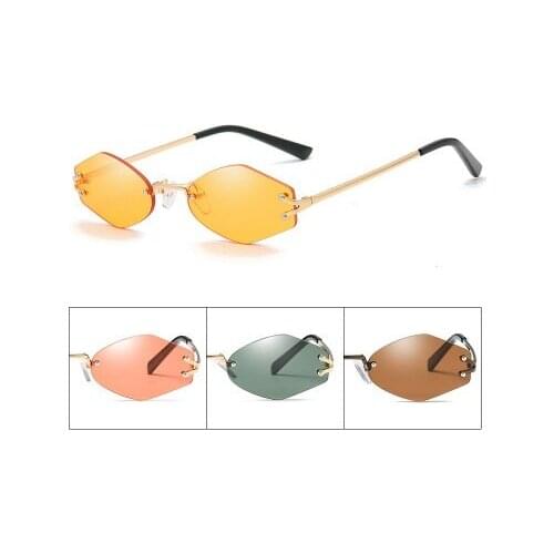 New Unisex Fashion Hexagon Small Rimless Driving Outdoor Beach Date Sunglasses Designer Designer Designer Male FemaleSun Glasses
