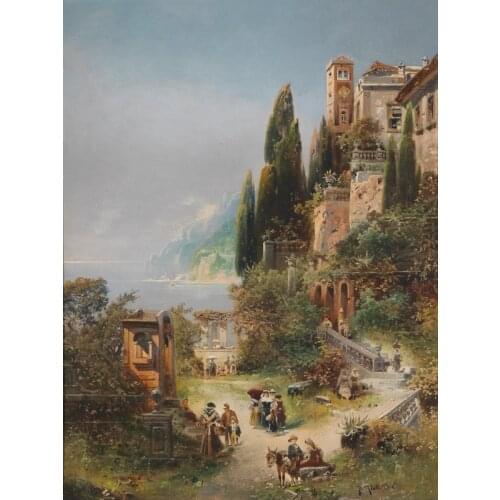 Old Town on Lake Scenery 14CT Unprinted Crafts For Embroidered Handmade Quality Counted Cross Stitch Kits Set Deco Wall Home