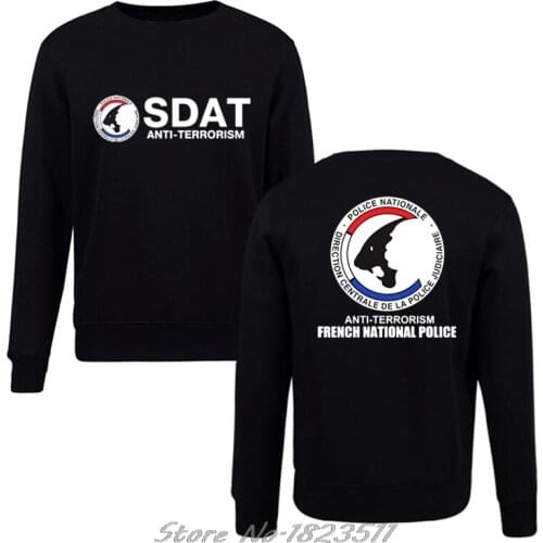 New Fashion Men Fleece Hoodie French Police Sdat Anti Terrorism Military Sweatshirt Hip Hop pullover Jacket Tops Streetwear