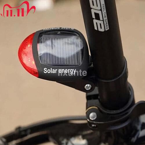 2 LED Red Bike Solar Energy Light Seatpost Lamp Rechargeable Bicycle Tail Rear Light Flash Light Bicycle Accessories
