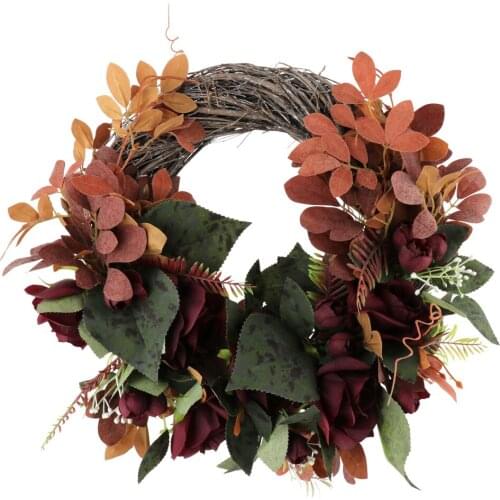 Wreath Flowers Round Heart Maple Leaf Pumpkin Wedding Party Decoration Decorative Halloween Simulation Rose Artificial Wreaths