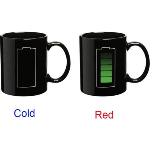 Magic Battery Color Changing Cup Heat Sensitive Mug Handgrip Ceramic Magical Temperature Changing Coffee Mug Gifts