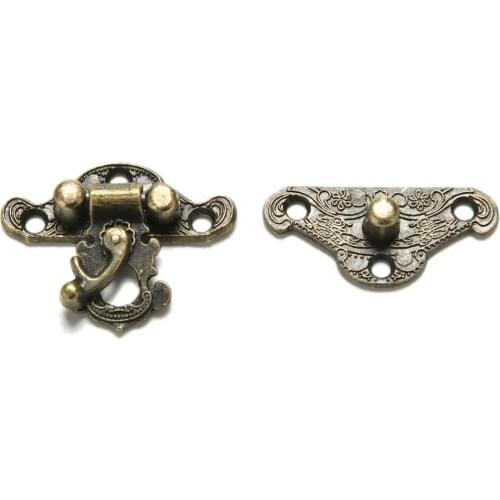 High Quality Mini Antique Metal Lock Catch Curved Buckle Horn Lock Clasp Hook Gift Jewelry Box Padlock