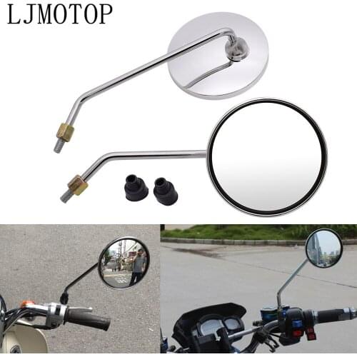 Silver motorcycle mirrors rearview Side Mirror round mirror 8mm/10mm For Moto Guzzi BREVA 750 1100 GRISO MGX21 GT8V NORGE 1200