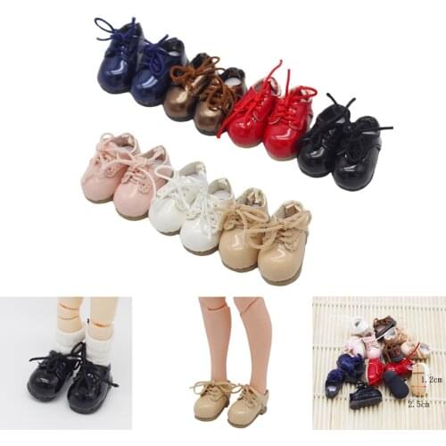 1/12 BJD Doll 2.5*1.1cm PU Shoes For ob11 GSC Mollys doll Clothes Accessories grils toys