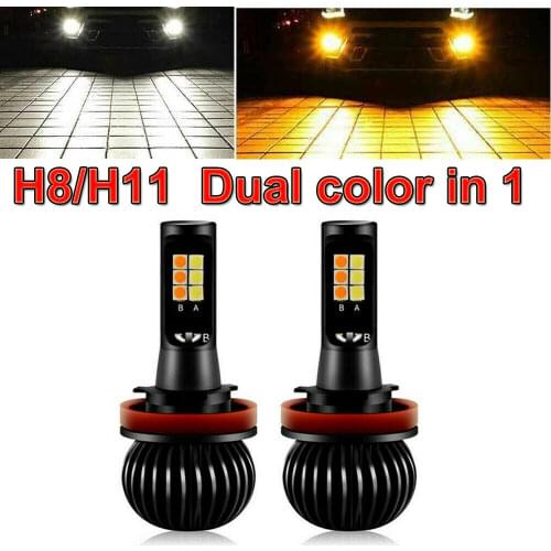 12V Car Lights 160W Lamps 3030 LED Conversion Dual Color H8 H11 High Power