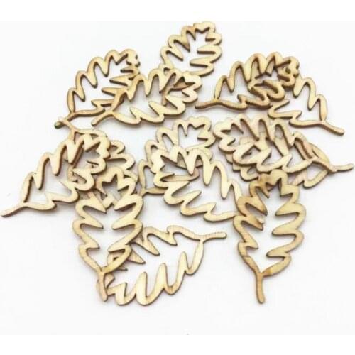 500pcs Natural Wood Leaf Shape Embellishments Wooden Toppers Rustic Hollowed Die Cutting Crafts Cardmaking Scrapbooking