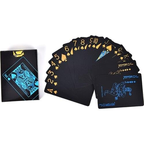 55Pcs/Set Great Plastic PVC Poker Waterproof Black Playing Cards Creative Gift Durable Poker Wholesale