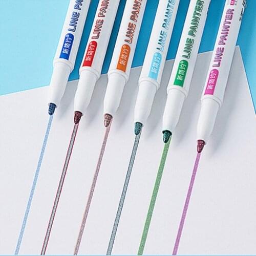 8PCS Double Lines Contour Color Art Pens Markers Pen Out Line Pen Highlighter Scrapbooking Bullet diary Graffiti Poster card